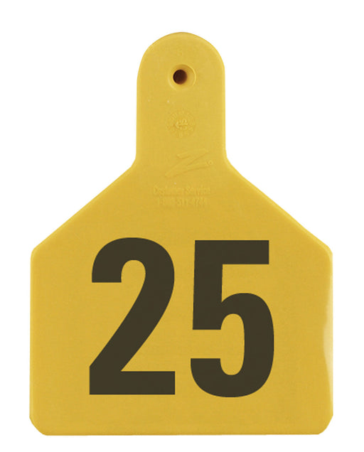 Z Tags Numbered Ear Tags (Calf), 25 count - Yellow 1-25 