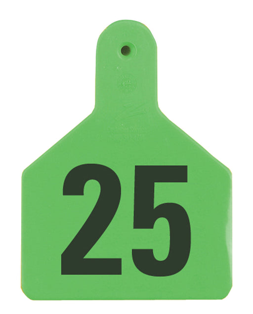 Z Tags Numbered Ear Tags (Calf), 25 count - Green 1-25 