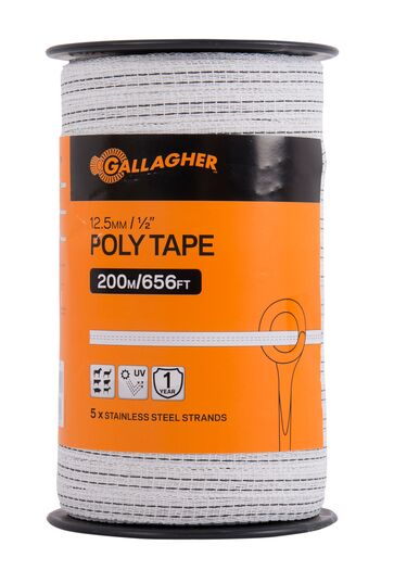 POLY TAPE WHITE 656’ (1/2”, 12.5MM)  