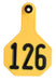 Y-Tex Numbered Cattle Ear Tag ID, Medium - Yellow 126-150 