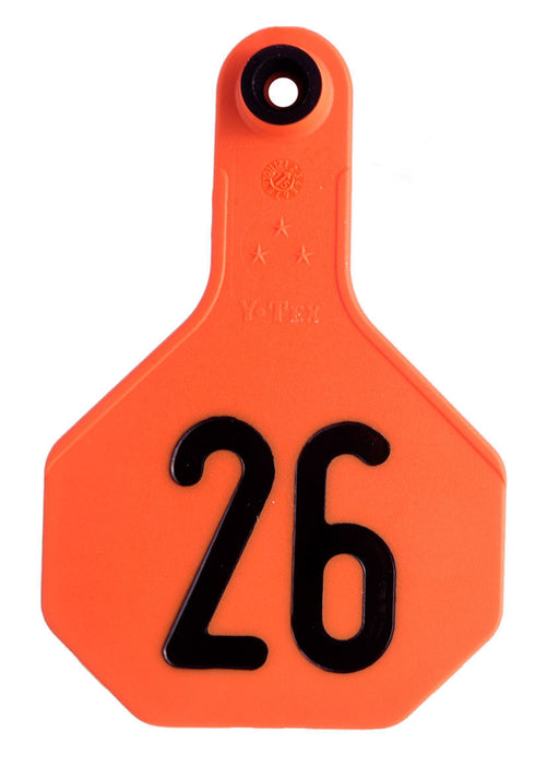 Y-Tex Numbered Cattle Ear Tag ID, Medium - Orange 26-50 