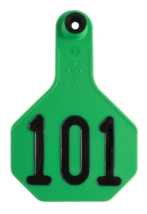 Y-Tex Numbered Cattle Ear Tag ID, Medium - Green 51-75 