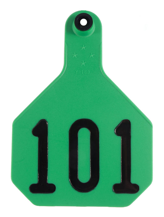 Y-Tex Numbered Cattle Ear Tags (Large), 25 count - Green 51-75 