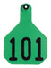 Y-Tex Numbered Cattle Ear Tags (Large), 25 count - Green 1-25 