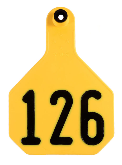 Y-Tex Numbered Cattle Ear Tags (Large), 25 count - Yellow 1-25 