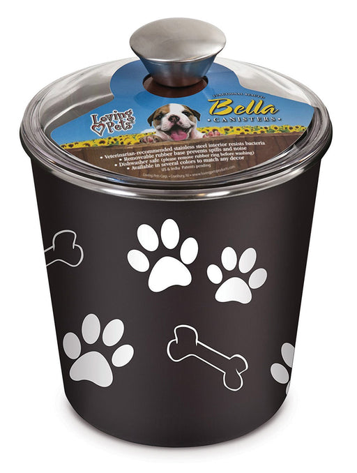 Loving Pets Bella Dog and Cat Treat Canister, Espresso -   