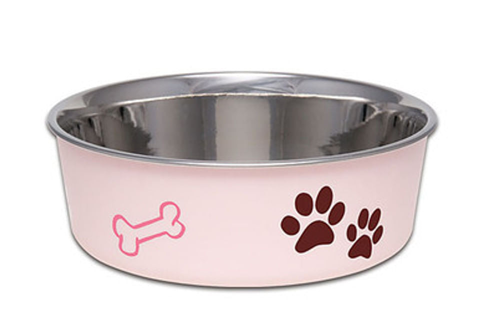 Loving Pets Bella Dog Bowl, Stainless Steel, XLarge - Pink  