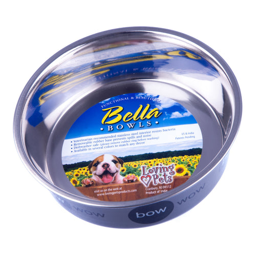 Bella Designer Dog Bowls, 1 quart - Silver  