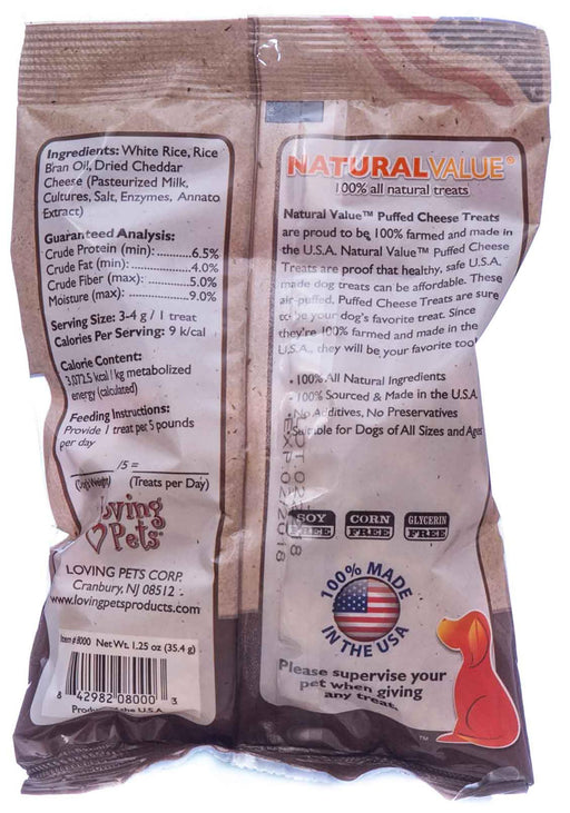 NaturalValue 100% Natural Treats - Puffed Cheese  