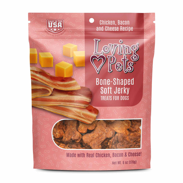 Loving Pets Soft Jerky Treats, 6 oz - Bacon/Cheese Bones  