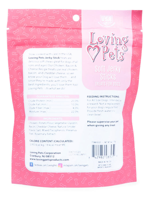 Loving Pets Soft Jerky Treats, 6 oz - Bacon/Cheese Sticks  