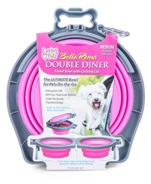 Bella Roma Travel Bowl Double Diner - Pink  