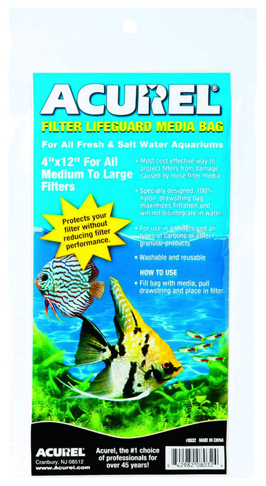 Acurel Carbon Filter Lifeguard Media Bags w/ Drawstring - Acurel Drawstring Carbon Filter Bags, 4" x 12"  