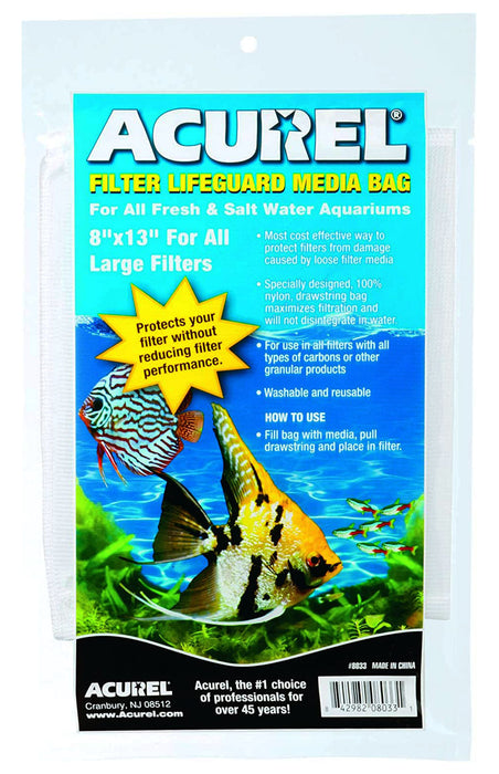 Acurel Carbon Filter Lifeguard Media Bags w/ Drawstring - Acurel Drawstring Carbon Filter Bags, 8" x 13"  