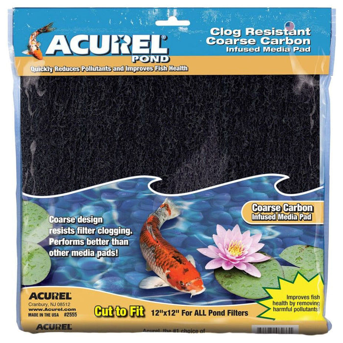 Acurel Coarse Carbon Infused Pond Media Pad, 12" x 12", Black -   