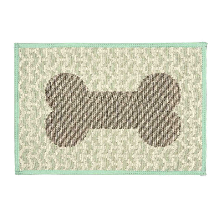 Chenille Fashion Mat - Geo Bone Aqua  