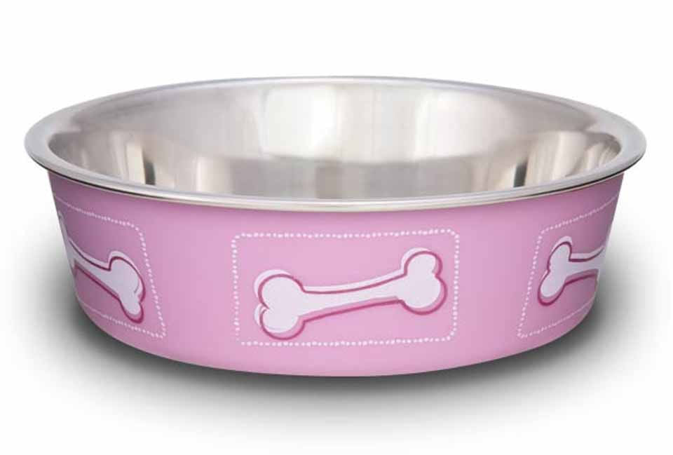 Loving Pets Bella Dog Bowls, Stainless Steel - Coastal Pink Medium 