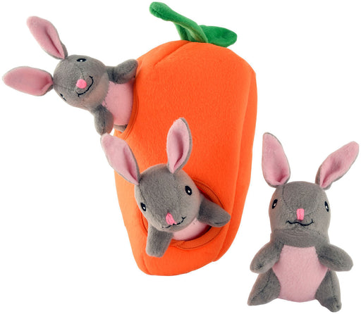 Zippy Paws Bunnies 'n Carrot Burrow Plush Puzzle Toy -   