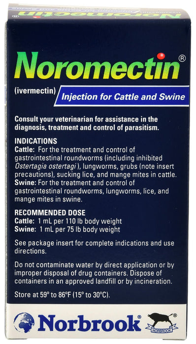 Noromectin Injectable Cattle & Swine Wormer (1% Ivermectin) - Noromectin Injectable Wormer, 50 mL  