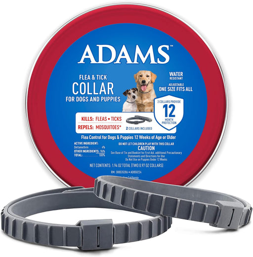 ADAMS Flea & Tick Collar for Dogs & Puppies, 2 Pack, 12 Months Protection, Adjustable One Size Collar Fits All Dogs 12 Weeks & Older - FAAAL - Ons Size Fits All - 2 - 1