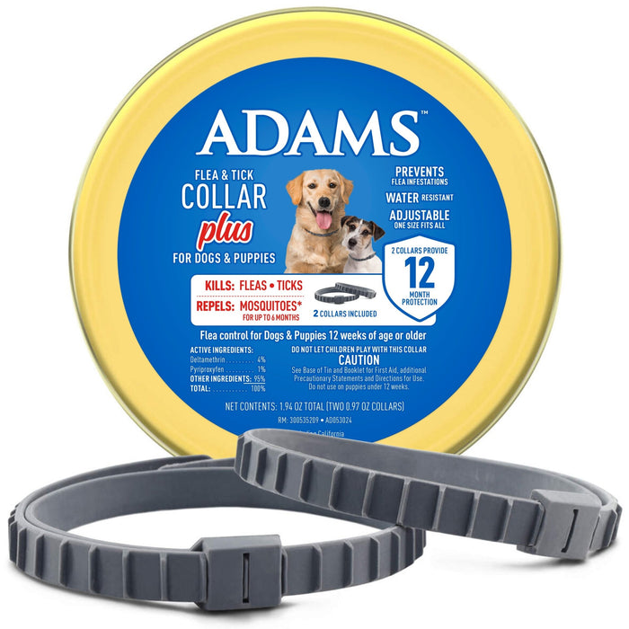 Adams Premium Flea & Tick Collar Plus for Dogs (2 pk/Gold Tin) - FA3Q - 1