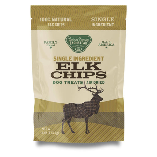Air - Dried All Natural Single Ingredient Dog Treats – Beef, Chicken, Elk, Sweet Potato & Turkey Tendon, Grain - Free, High Protein, Made in USA - GFFA3 - Elk - 4oz - 9
