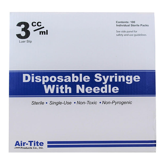 Air - Tite Luer Slip Syringes with Needles, 100 Count - 01101AT-3X22X3-4LS - 3cc LS with 22 g x 3/4" - 1