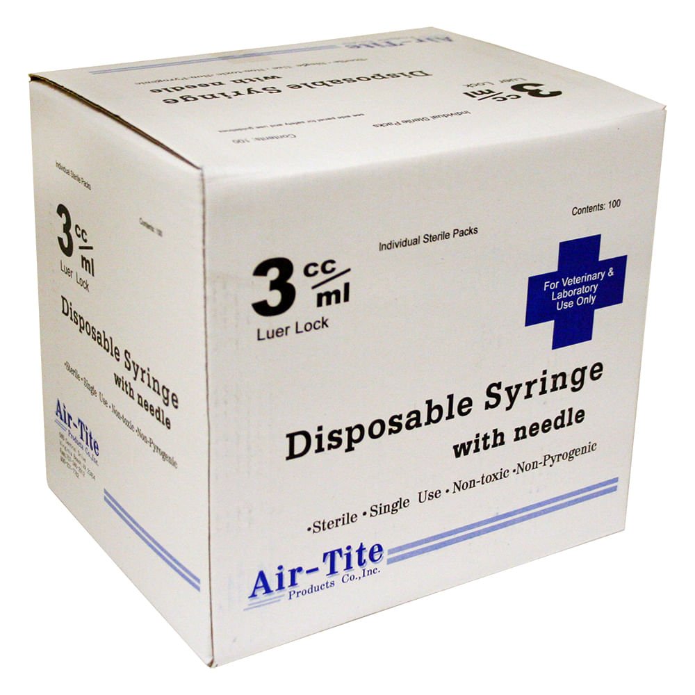 3 Lab Syringe Air-Tite Luer Lock (LL) Syringes with Needles, 100 Count — Jeffers