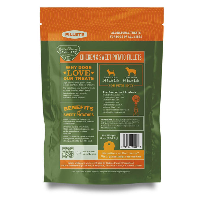 All Natural Meat & Sweet Potato Fillets Dog Treats – Limited Ingredient, Made in USA - GFFQ - 8 oz - Chicken and Sweet Potato - 3