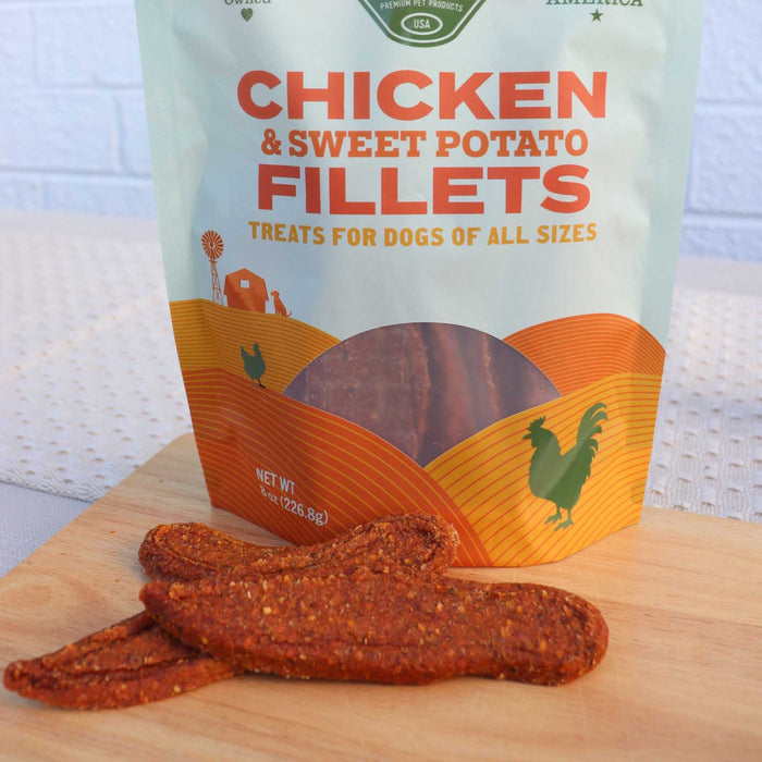 All Natural Meat & Sweet Potato Fillets Dog Treats – Limited Ingredient, Made in USA - GFFQ - 8 oz - Chicken and Sweet Potato - 4