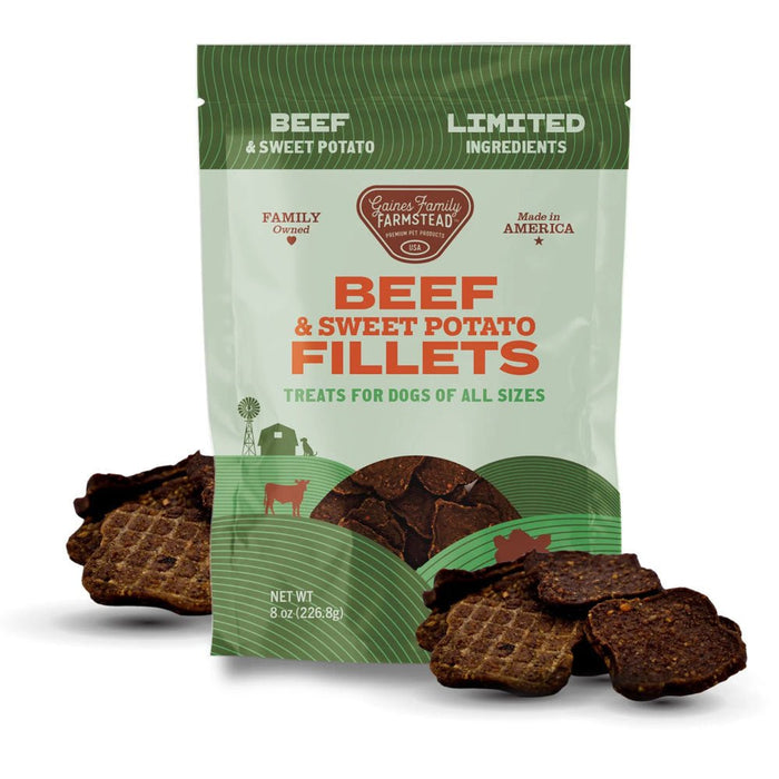 All Natural Meat & Sweet Potato Fillets Dog Treats – Limited Ingredient, Made in USA - GFFR - 8 oz - Salmon and Sweet Potato - 12