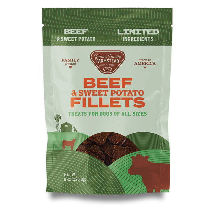 All Natural Meat & Sweet Potato Fillets Dog Treats – Limited Ingredient, Made in USA - GFFT - 8 oz - Beef and Sweet Potato - 14
