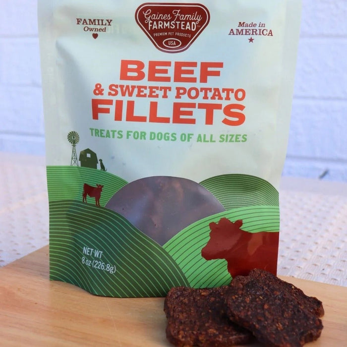 All Natural Meat & Sweet Potato Fillets Dog Treats – Limited Ingredient, Made in USA - GFFT - 8 oz - Beef and Sweet Potato - 15