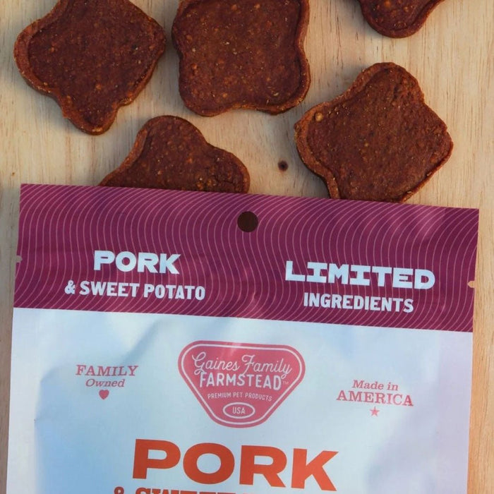 All Natural Meat & Sweet Potato Fillets Dog Treats – Limited Ingredient, Made in USA - GFFV - 6 oz - Pork and Sweet Potato - 21