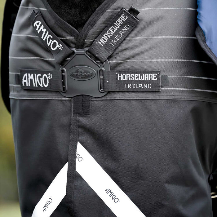 Amigo 1200 Denier FieldSafe Reflectech Plus Turnout Blanket for Horses, 250 grams - FOXA1 - Black - 72" - 3
