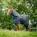 Amigo Ripstop 900D Plus Horse Turnout Blanket - 200g Medium Weight, Waterproof with Detachable Hood - FOXAQ - Black / Blue Trim - 66" - 1