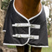 Amigo Ripstop 900D Quarter Horse Plus Turnout Blanket - 200g Medium Weight, Waterproof with Detachable Hood - FOXBE - Black / White Trim - 68" - 2