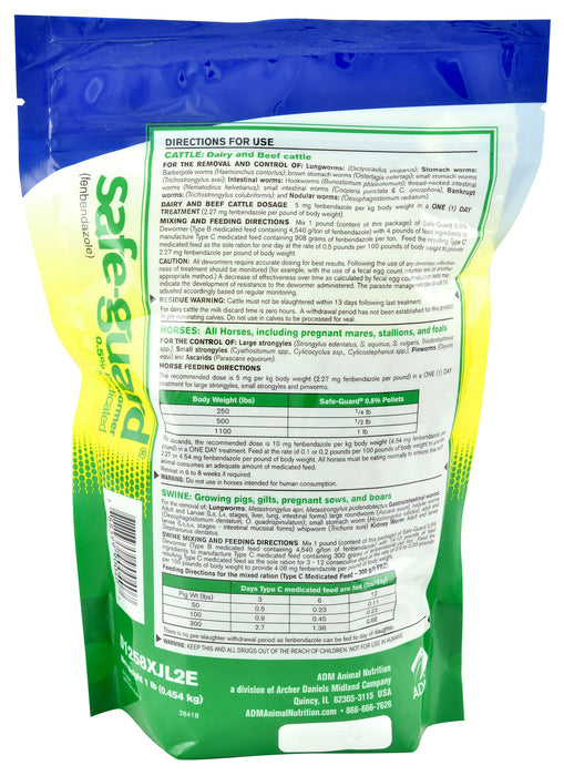 Safe-Guard Medicated Dewormer - SafeGuard 0.5% Pelleted Cattle & Horse Dewormer, 1 lb  