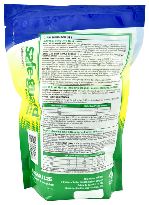 Safe-Guard Medicated Dewormer - SafeGuard 0.5% Pelleted Cattle & Horse Dewormer, 1 lb  