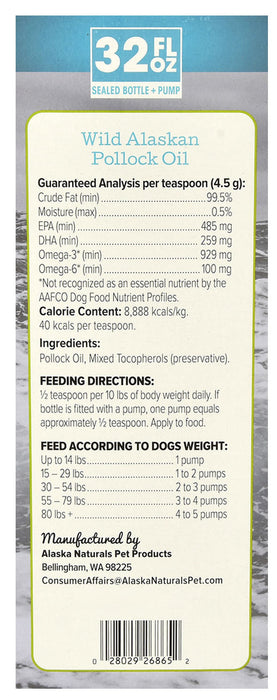 Alaska Naturals Wild Alaskan Pollock Oil for Dogs - 32 oz Alaska Naturals Wild Alaskan Pollock Oil  