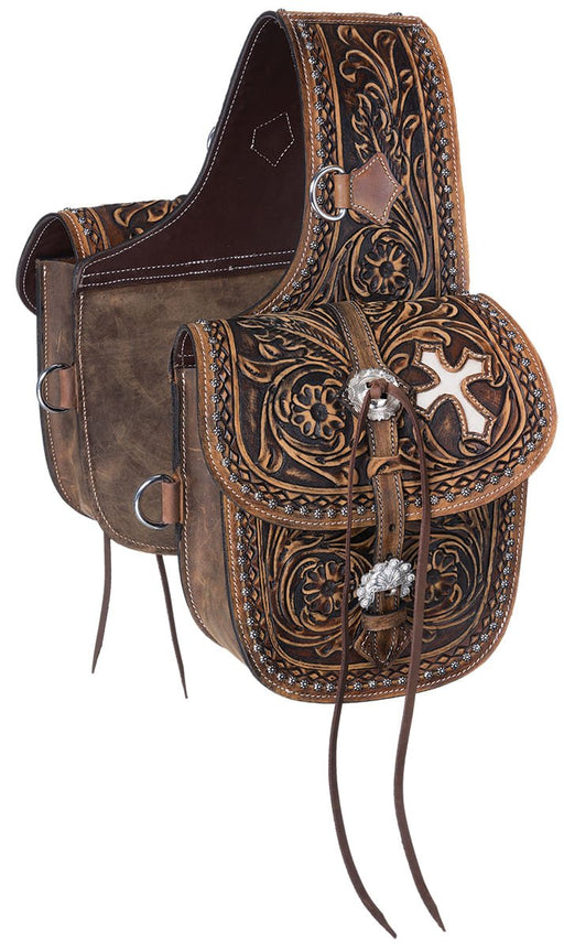 Antique Tooled Leather Saddle Bag - Jeffers - Horse Supplies > Horse Tack > Saddle Bags & Panniers