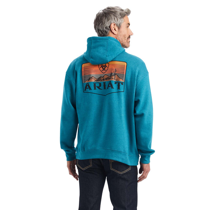 Ariat Desert Sun Sweatshirt Hoodie, Unisex, Ocean Heather - Jeffers - Men > Men's Clothing > Men's Jackets & Outerwear