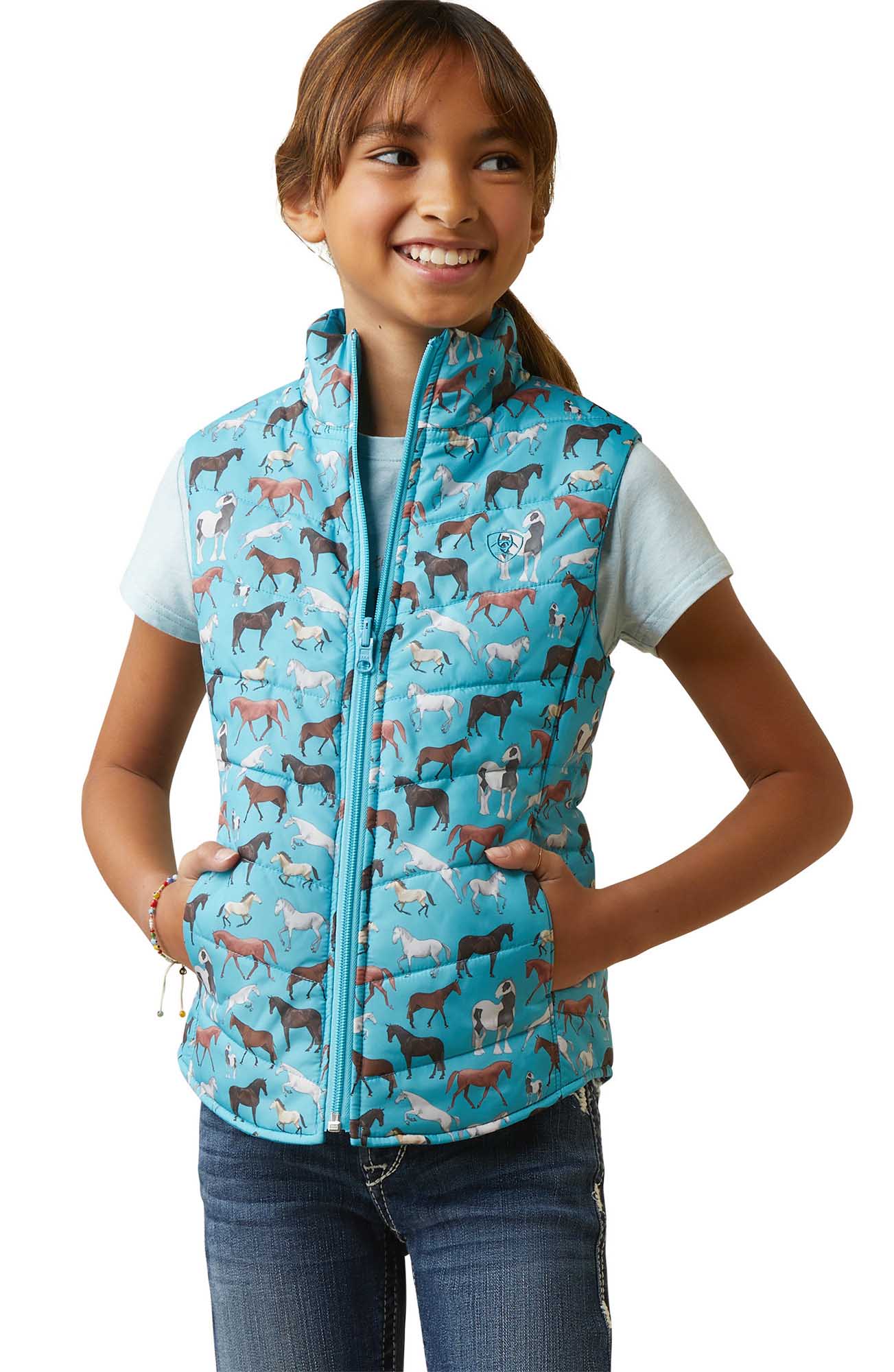 Ariat Girls Bella Reversible Vest, Wild Ponies, M-XXL — Jeffers