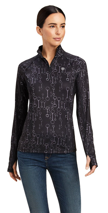 Ariat Lowell 2.0 1/4 Zip Baselayer, Black Bit Print - Jeffers - Women > Women's Riding & Equestrian Clothes