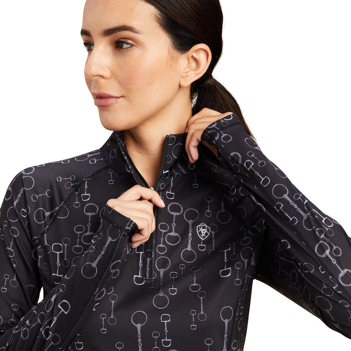 Ariat Lowell 2.0 1/4 Zip Baselayer, Black Bit Print - Jeffers - Women > Women's Riding & Equestrian Clothes