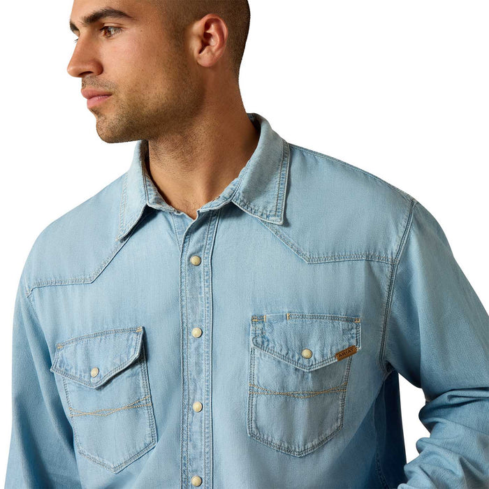 Ariat Men's Classic Cowboy Denim Shirt – Long Sleeve Western Work Shirt - AI9JA - Blue - Small - 1 ct - 3