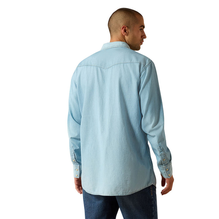 Ariat Men's Classic Cowboy Denim Shirt – Long Sleeve Western Work Shirt - AI9JA - Blue - Small - 1 ct - 2