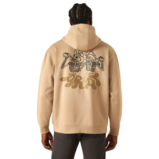 Ariat Mens Drinking Buddies Graphic Hoodie – Relaxed Fit Brushed Fleece Pullover - AIBAS - Beige - Small - 1
