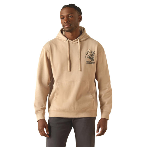 Ariat Mens Drinking Buddies Graphic Hoodie – Relaxed Fit Brushed Fleece Pullover - AIBAS - Beige - Small - 2