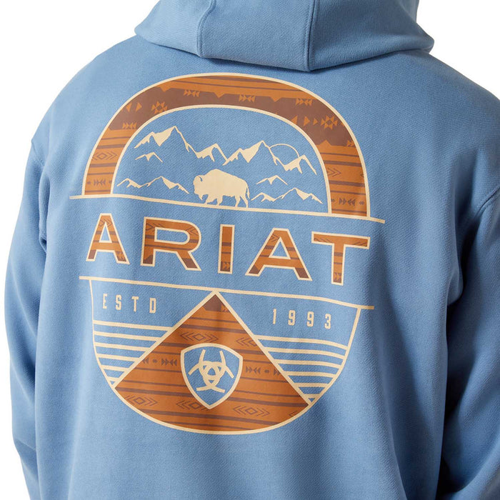 Ariat Mens Hoodie - AI8JF - Sun Valley Coronet Blue - Small - Each - 8